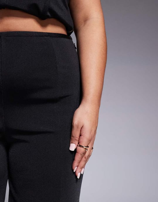 ASOS DESIGN Curve koord bandage raka byxor i svart - Image 2