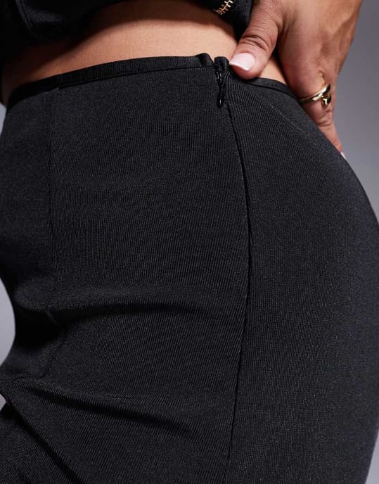 ASOS DESIGN Curve koord bandage raka byxor i svart - Image 3