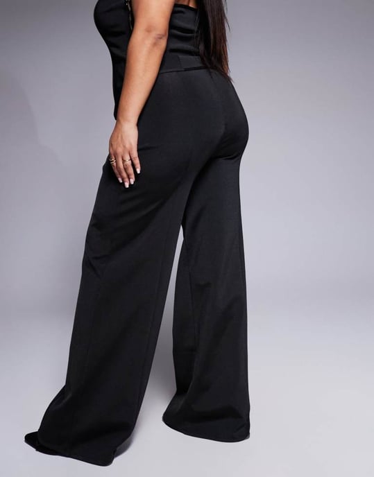 ASOS DESIGN Curve koord bandage raka byxor i svart - Image 4