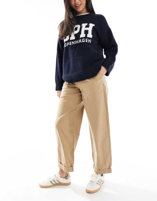 ASOS DESIGN tapered byxor med uppvikning i kamelfärg - TAN - Image 3