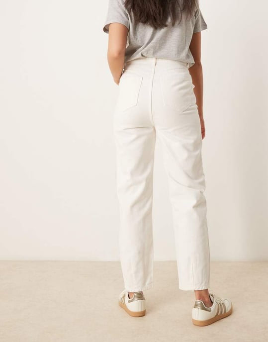 ASOS DESIGN tapered slim leg twill trouser in off white - Image 4