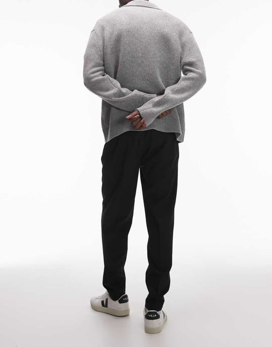 Topman smart tapered byxor i svart - Image 3
