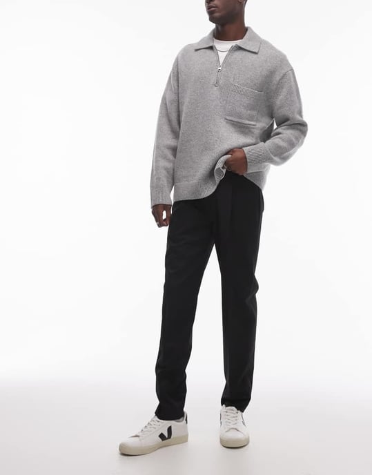 Topman smart tapered byxor i svart - Image 4