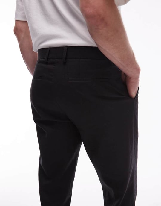 Topman smarta bomullsbyxor med avsmalnande passform i svart - Image 3