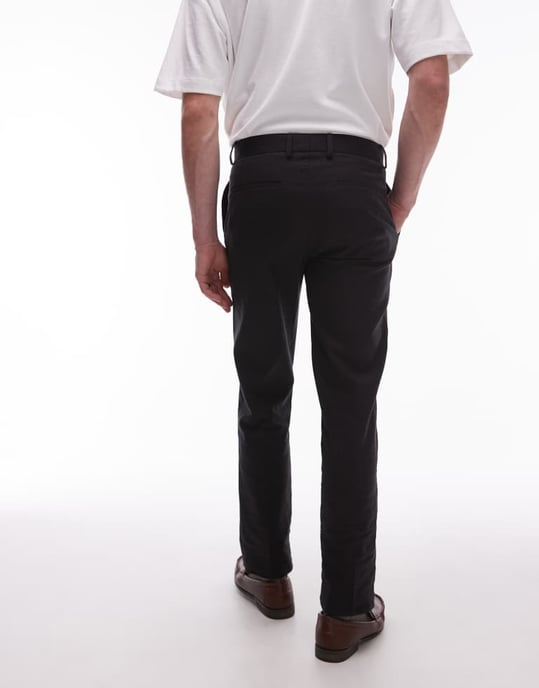 Topman smarta bomullsbyxor med avsmalnande passform i svart - Image 4