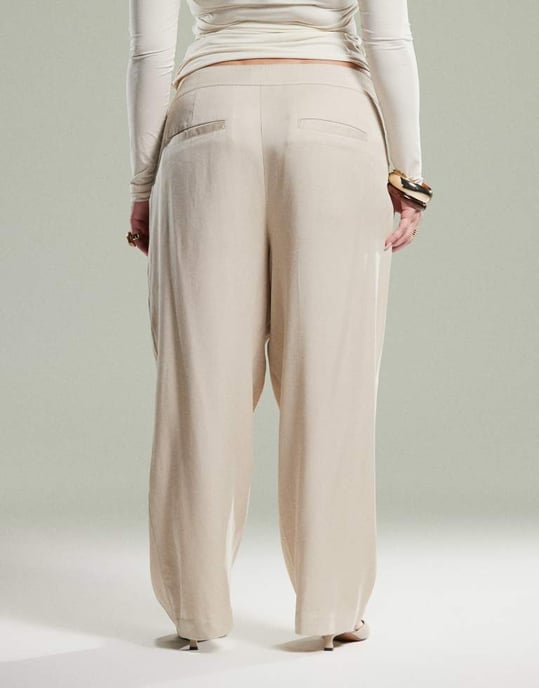 ASOS DESIGN Curve tapered byxor med inslag i stenbeige - Image 2