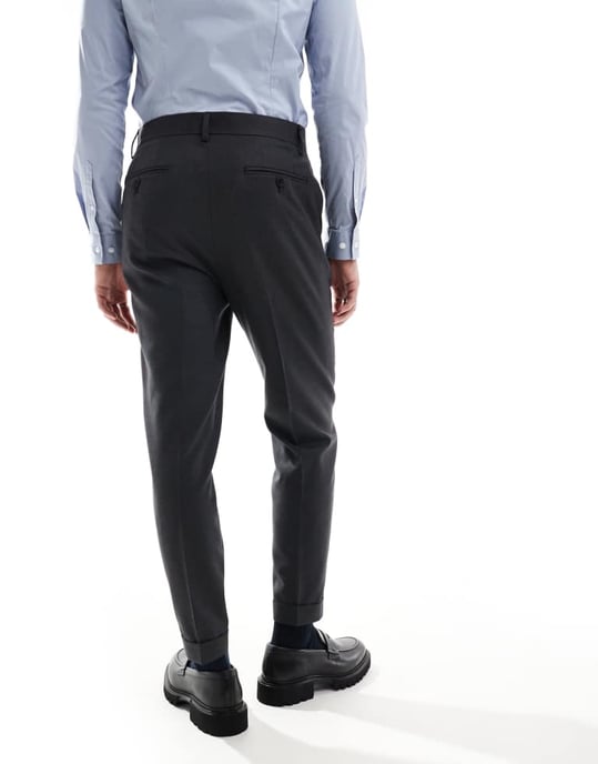 ASOS DESIGN smart tapered passformbyxor i kolgrå mikrotextur - Image 4