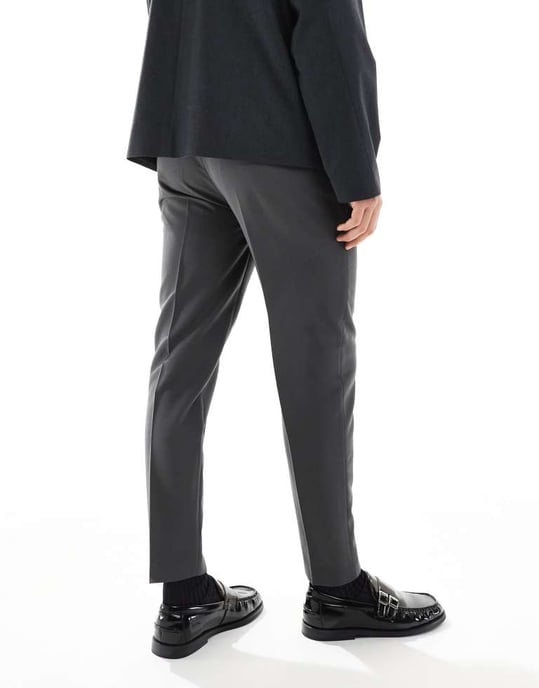 ASOS DESIGN smart tapered fit-byxor i kolgrått - Image 4