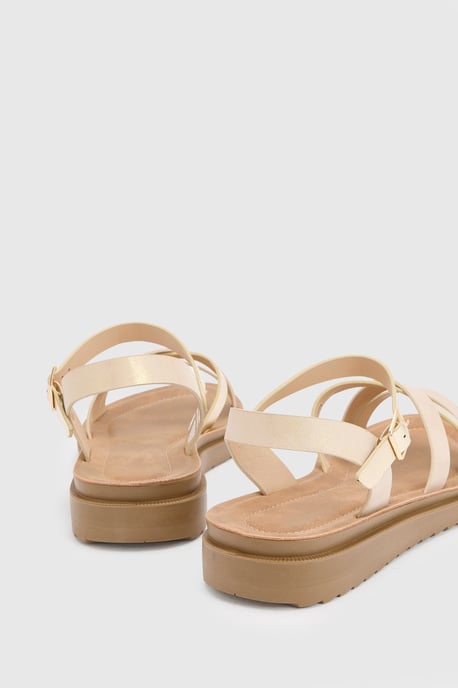 Good For The Sole: Wide Fit Axel Comfort Cross Strap Low Wedge Sandals - Image 2