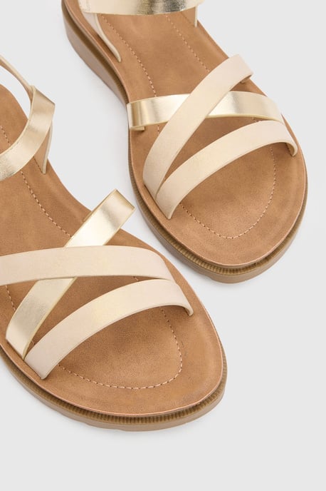 Good For The Sole: Wide Fit Axel Comfort Cross Strap Low Wedge Sandals - Image 3