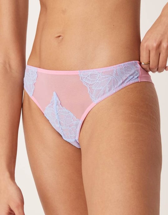 Dora Larsen Annabel lace thong in pastel pink and lilac - Image 2