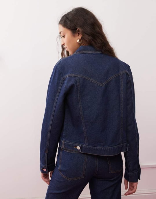 Miss Selfridge western girlfriend jacket in raw indigo - Image 4