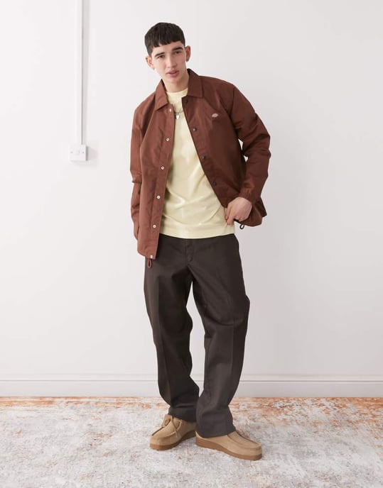 Dickies oakport coach jacket in cappuccino brown - Image 3