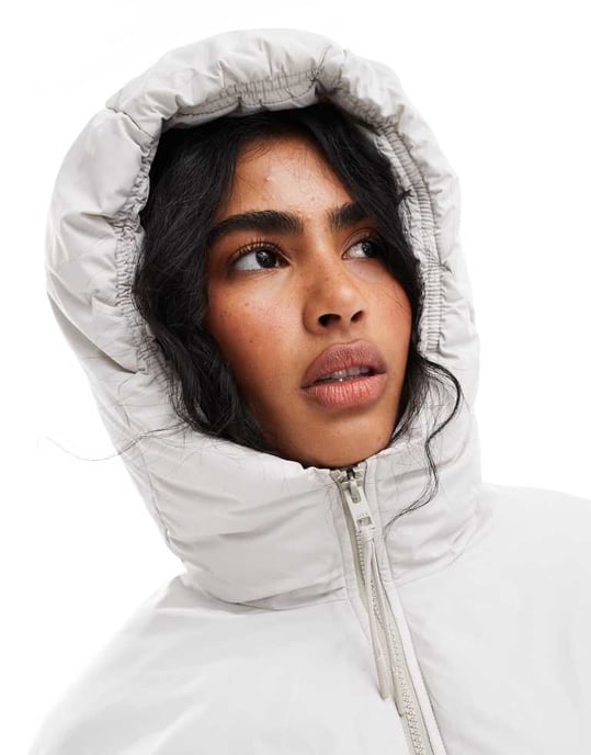 JJXX cropped hooded puffer jacket in light grey - Image 3