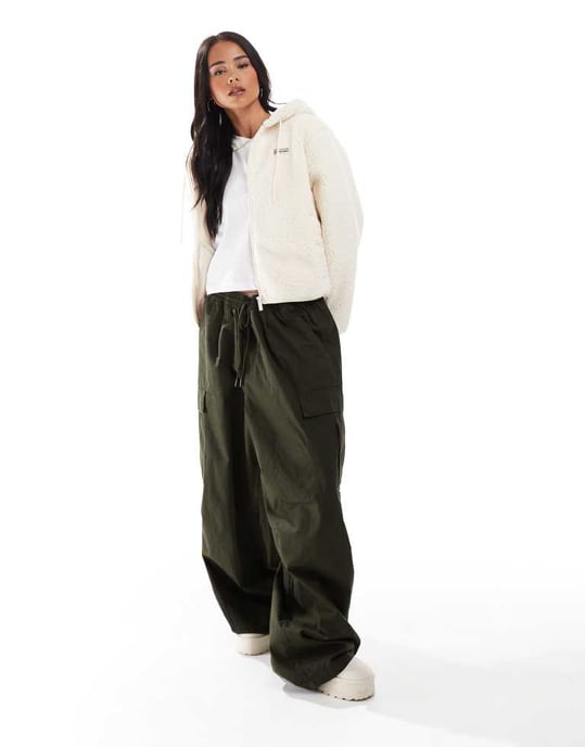 Hunter Bonelle borg jacket with hood in cream - Image 2