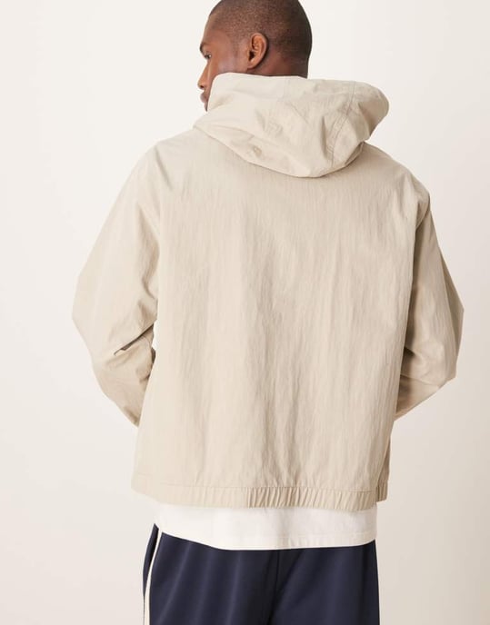 ASOS DESIGN windbreaker jacket with hood in stone - Image 4
