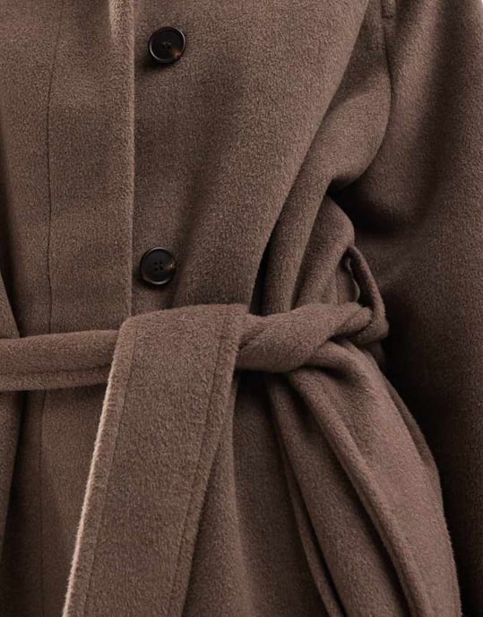ASOS DESIGN brushed formal top collar longline coat in mushroom - Image 3