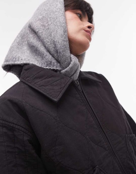 Topshop liner jacket with quilting in black - Image 2