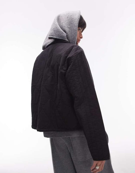 Topshop liner jacket with quilting in black - Image 3