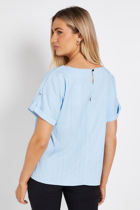 Crinkle Textured Roll Sleeve Blouse - Image 3