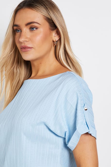 Crinkle Textured Roll Sleeve Blouse - Image 4