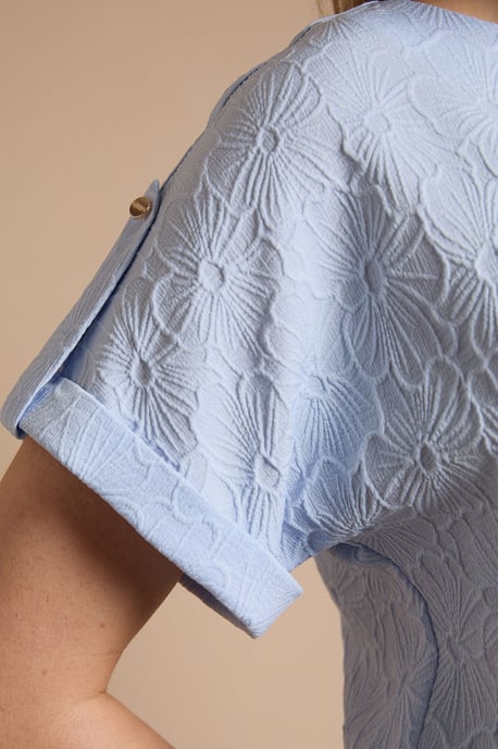 Textured Roll Sleeve Blouse - Image 2