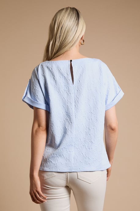 Textured Roll Sleeve Blouse - Image 3