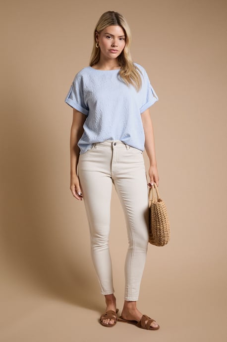 Textured Roll Sleeve Blouse - Image 4
