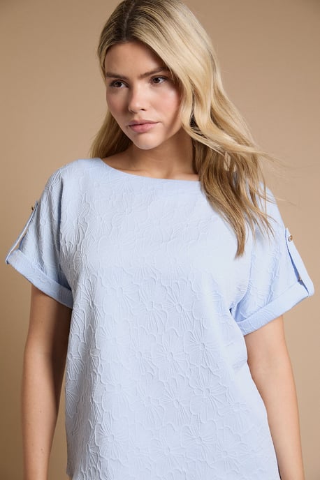 Textured Roll Sleeve Blouse - Image 5