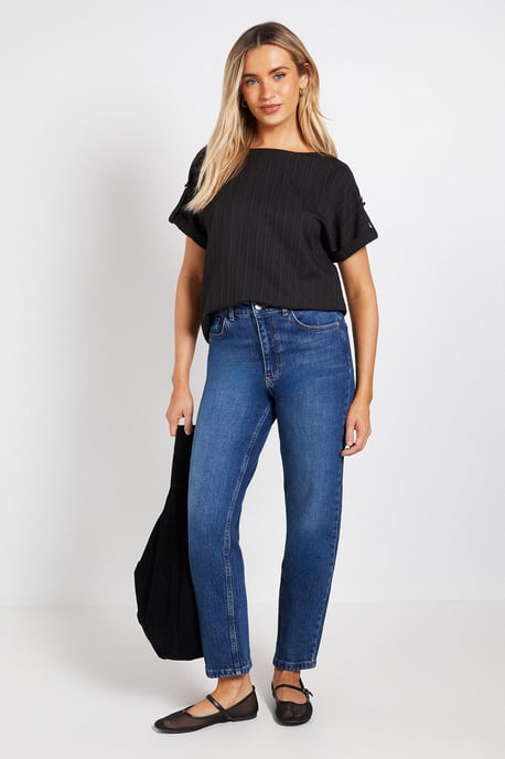 Crinkle Textured Roll Sleeve Blouse - Image 2