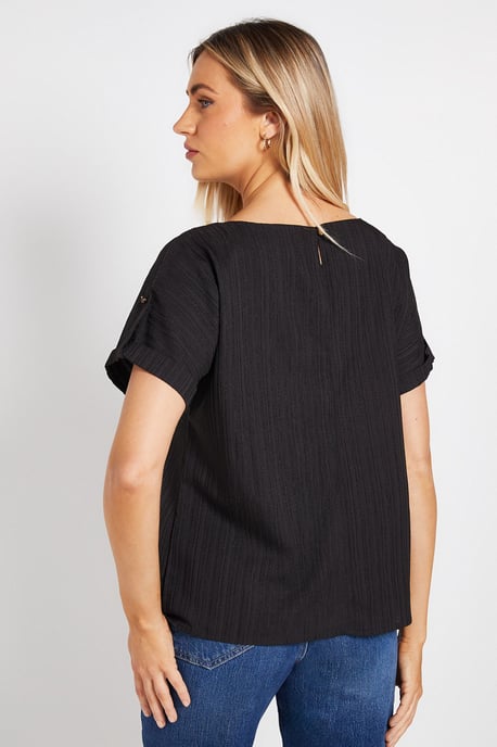 Crinkle Textured Roll Sleeve Blouse - Image 3