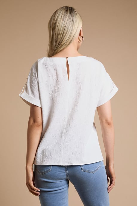 Textured Roll Sleeve Blouse - Image 3