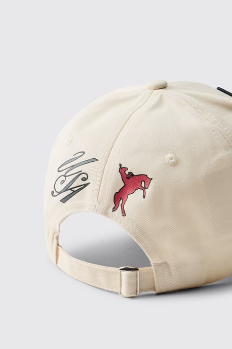 Printed Cap With Applique Patches & Contrast Visor - Image 3