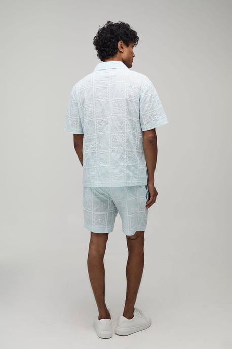 Embroidered Tile Oversized Shirt & Relaxed Short Set - Image 2