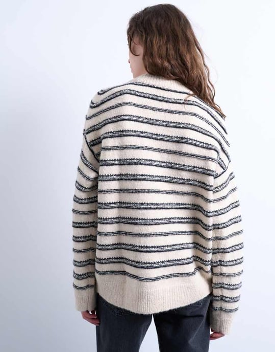Topshop stickad tröja med framseamrand i mono - Image 3