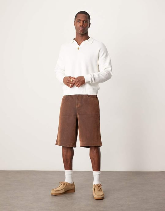 ASOS DESIGN avslappnad passform stickad tröja med urklippt hals i ecru - Image 2