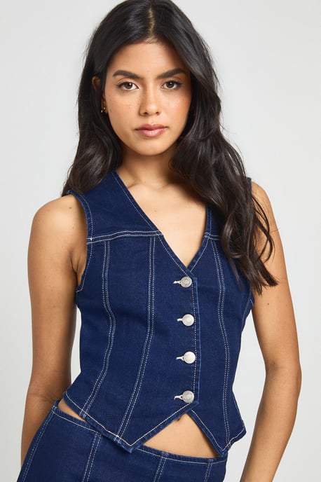 Stretch Denim Waistcoat - Image 1
