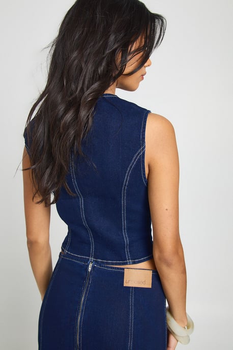 Stretch Denim Waistcoat - Image 2