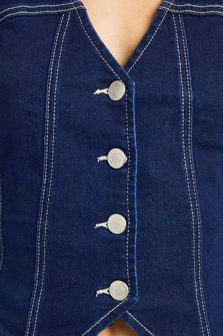 Stretch Denim Waistcoat - Image 4