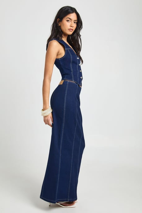 Stretch Maxi Denim Skirt - Image 3