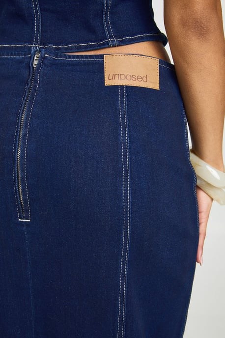 Stretch Maxi Denim Skirt - Image 4