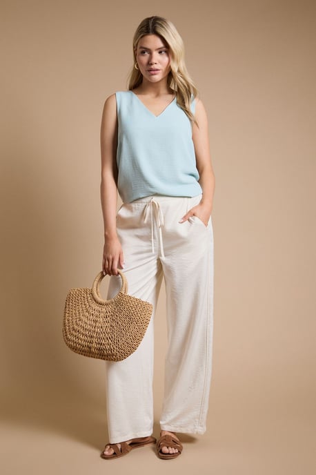 Satin Relaxed Drawstring Contrast Trouser - Image 4