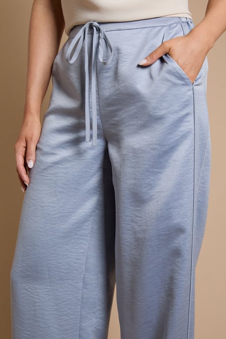 Satin Relaxed Drawstring Contrast Trouser - Image 2