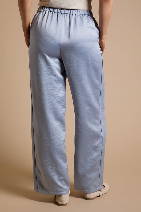 Satin Relaxed Drawstring Contrast Trouser - Image 3