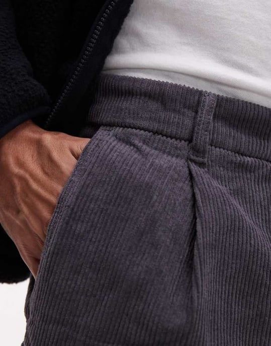Selected Tristan Loose fit cord trousers in grey - Image 3