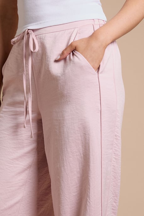 Petite Satin Relaxed Drawstring Contrast Trouser - Image 2