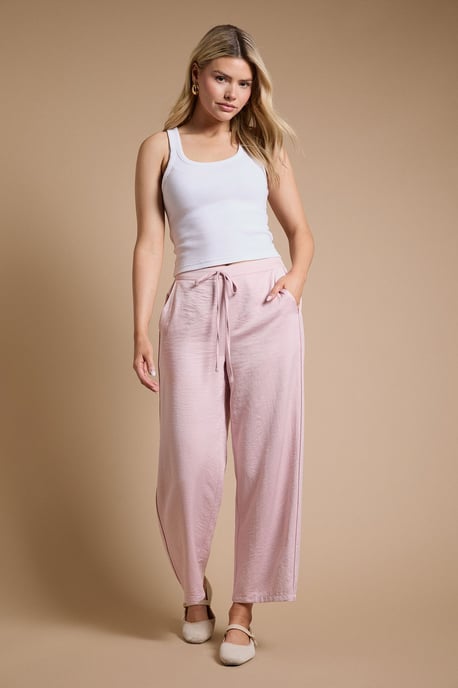 Petite Satin Relaxed Drawstring Contrast Trouser - Image 4