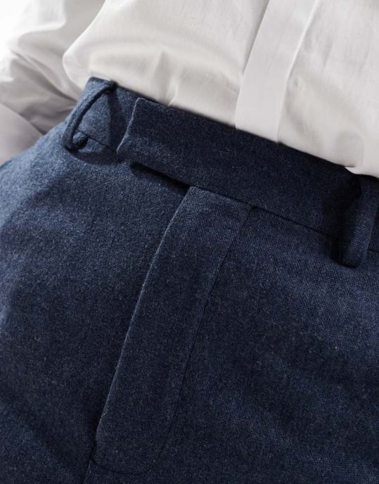 ASOS DESIGN smart high waist straight leg wool mix trousers in navy - Image 3
