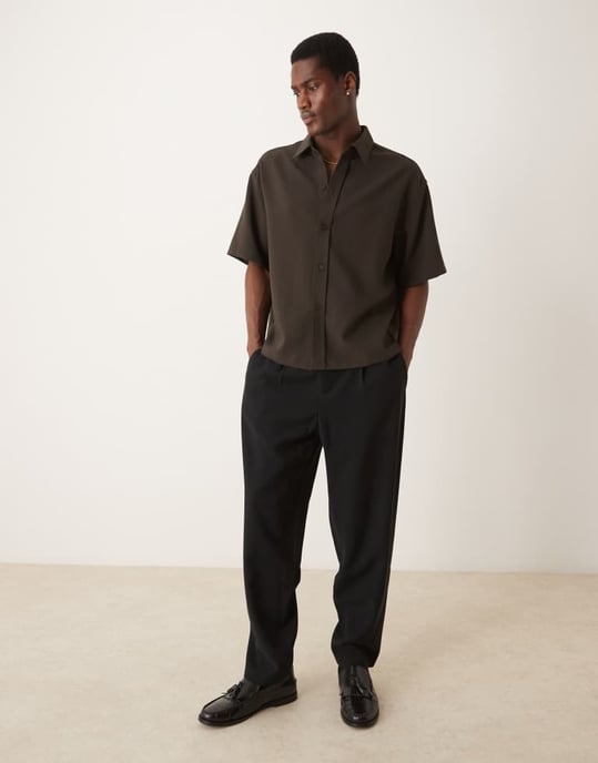 ASOS DESIGN smart avslappnade byxor i svart - Image 2