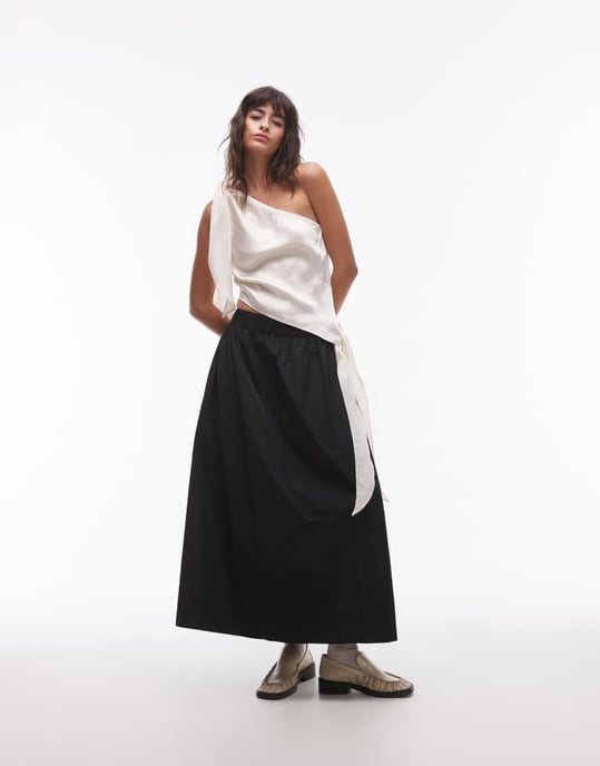 Topshop knyt topp med en axel i elfenben - Image 4